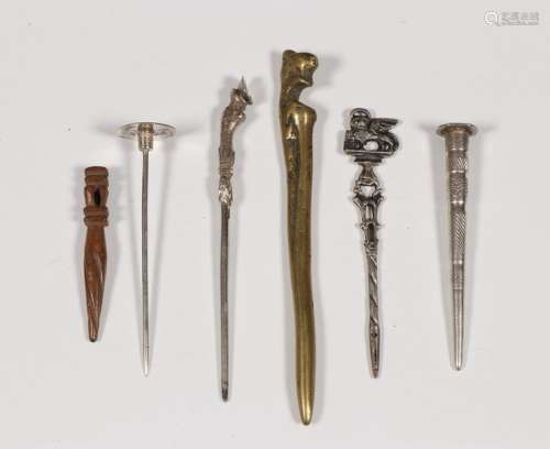 Vijf pijpenwroeters, 19e eeuw;Koperen, zilver, hou…