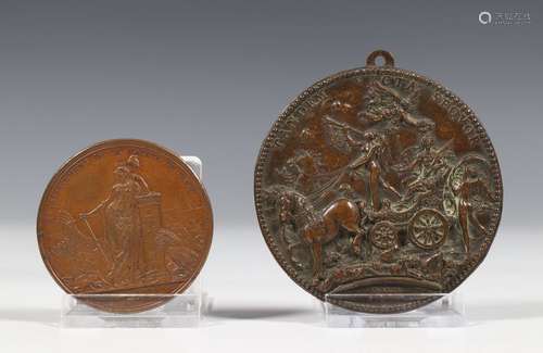 Bronzen plaquette door Warin, 1630 (Richelieu) en …