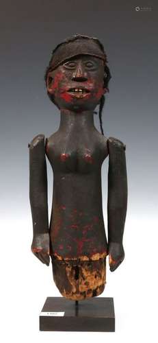 Nigeria, Ibibio, painted wooden puppet figurewith …