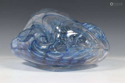 Jörg Zimmerman (geb. 1940), blauw glazen object; l…