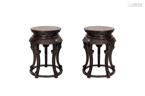 A PAIR OF LARGE CHINESE CARVED HARDWOOD STANDS