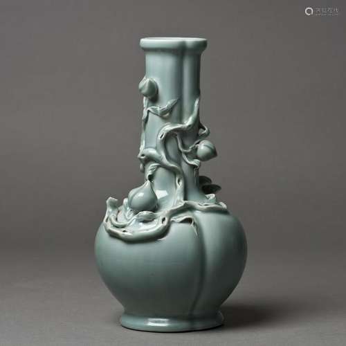 A CELADON 'PEACH' VASE