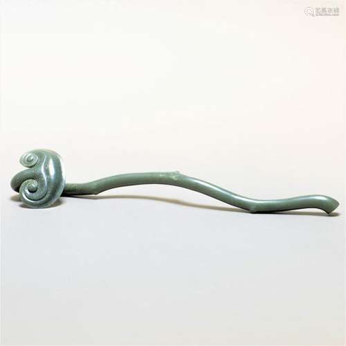 A CHINESE GREEN JADE RUYI SCEPTER