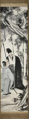 A CHINESE SCROLL PAINTING OF FIGURE