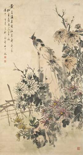 CHINESE SCROLL PAINTING BY JIN SHOUSHI, PROVENANCE FROM