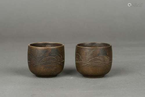 A PAIR OF ZISHA CUPS