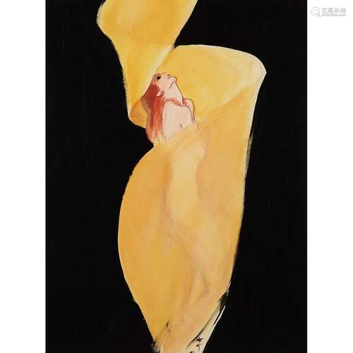 Ƒ RENÉ GRUAU (1909 2004) FEMME FLEUR DRAPE OR, 199…