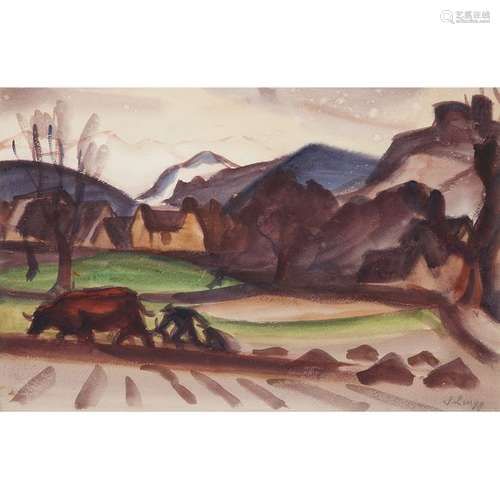 JULES EMILE ZINGG (1882 1942) LE LABOUREUR Gouache…