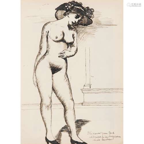 PAUL DELVAUX (1897 1914) NU AUX ESCARPINS Encre su…