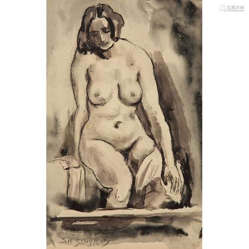 JAN SLUIJTERS (1881 1957) NU AU BAIN Lavis d'encre…