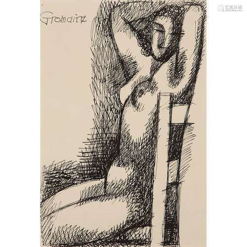 MARCEL GROMAIRE (1860 1939) MODELE AUX BRAS LEVES,…