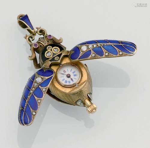 Montre pendentif en or jaune 18K (750°/°°) figuran…