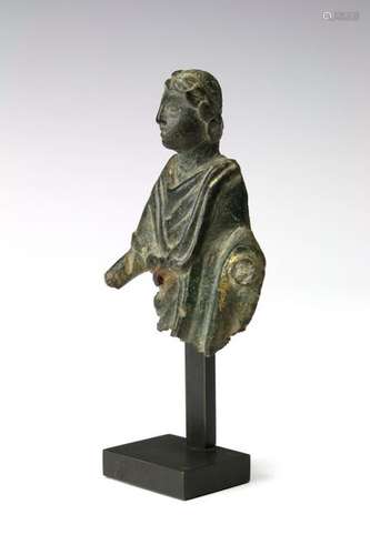 Roman bronze fragment of a man in toga, ca. 1st ce…