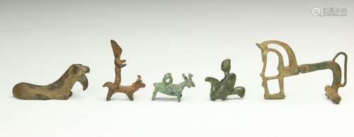 Collection of various bronze antique amulet animal…