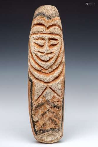 Vanuatu, carved stone border stele,showing an anth…