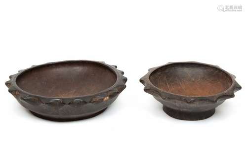 Philippines, two wooden Ifugao bowls, with radiati…