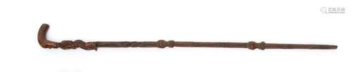 New Sealand, Maori, wooden walking stick, with typ…