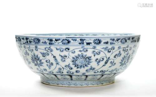 Large Chinese Blue and White Porcelain Bowl