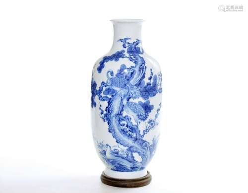 Rare Fine Chinese Blue and White Longevity Vase