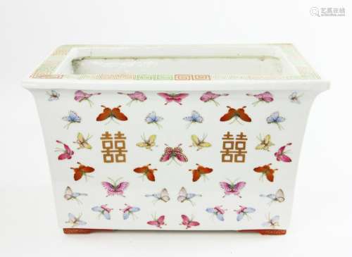 Fine Chinese Famille Rose Butterfly Porcelain Square