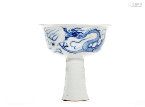 Fine Chinese Blue and White Stem Cup