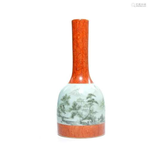 Rare Chinese Famille Rose Faux Bois Porcelain Vase