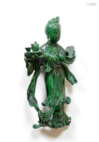 Finely Carved Chinese Malachite Court Lady