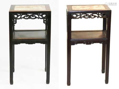 Pair of Asian Marble Top Tables