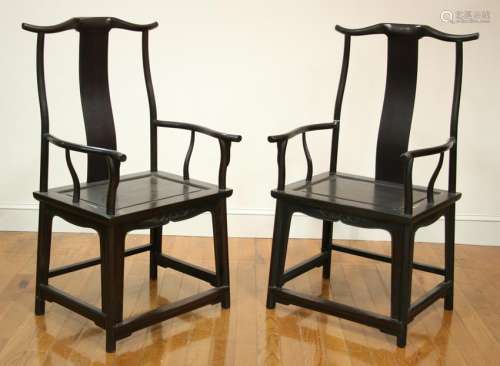 Pair of Chinese Zitan Wood Armchairs