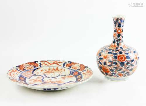 19thC Japanese Imari Plate and Vase