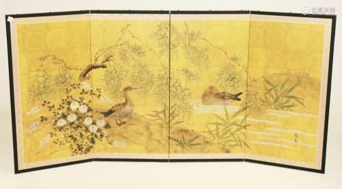 Japanese Folding Screen of Watercolor