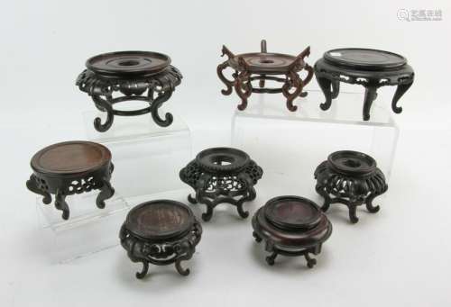 Group of (8) Chinese Hardwood Stands