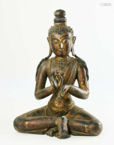 Chinese Gilt on Bronze Sitting Buddha