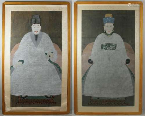 Late 19thC Japanese Portraits of Emperor and Empress