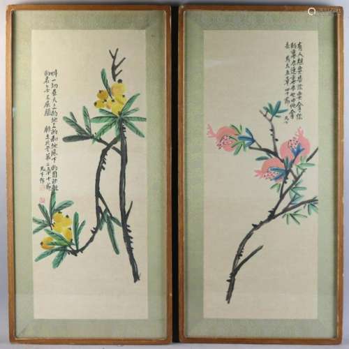 20thC Korean Flower Paintings