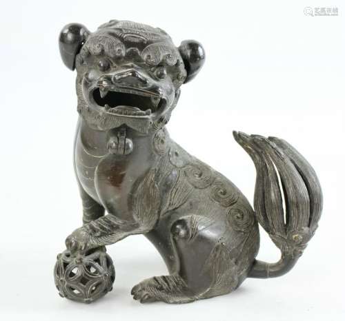 Chinese Bronze Foo Dog with Pivoting Head