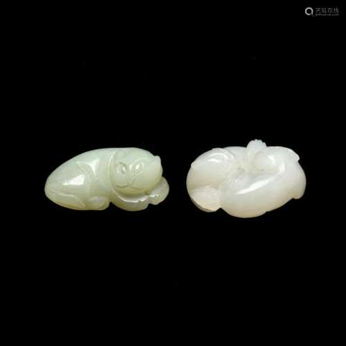 Two Chinese Hardstone Cat Carvings