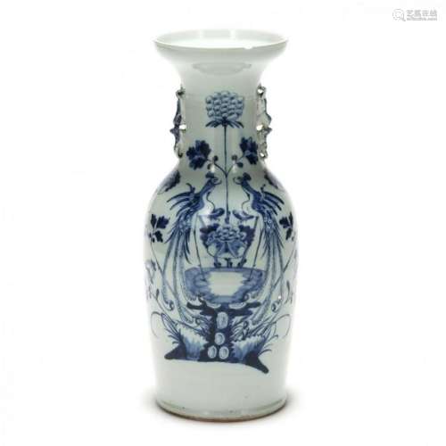 A Tall Chinese Blue and White Vase