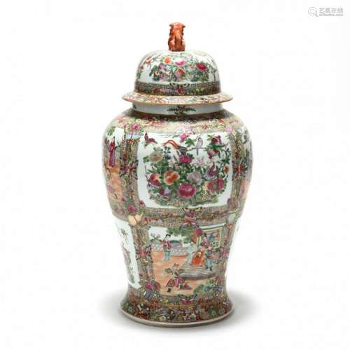 A Chinese Rose Mandarin Palace Size Temple Jar with