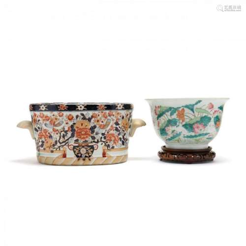Chinese Porcelain Jardiniere and Foot Bath