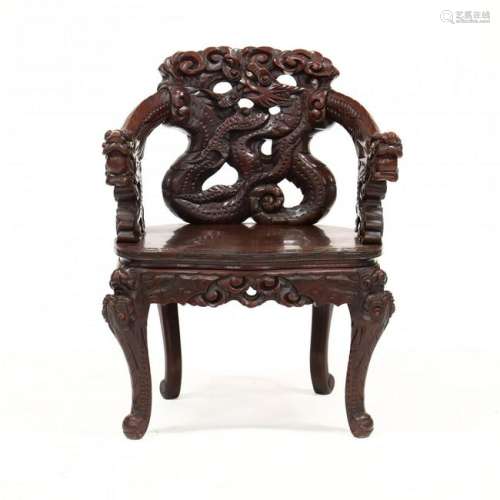 Chinese Carved Dragon Armchair