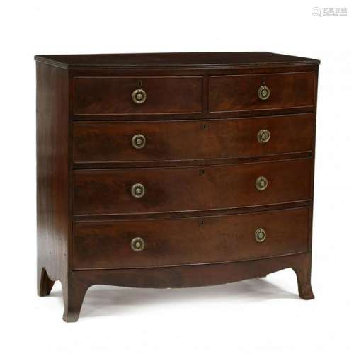 George III Banded Mahogany Bow Front Chest of Drawers