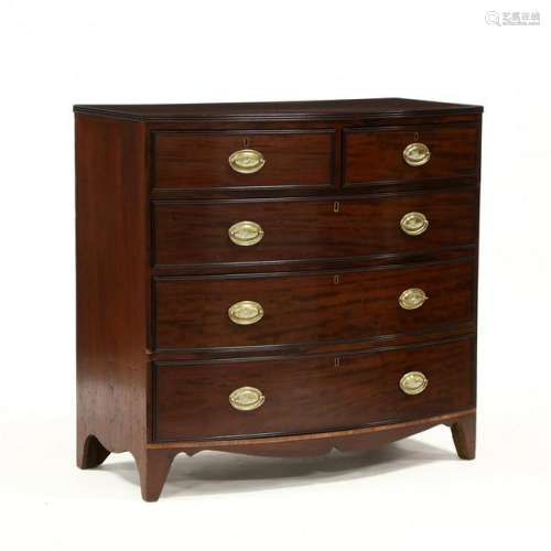 George III Inlaid Mahogany Bow Front Chest of Drawers