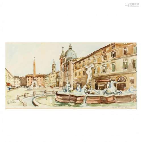 Watercolor View of the Piazza Navona, Rome