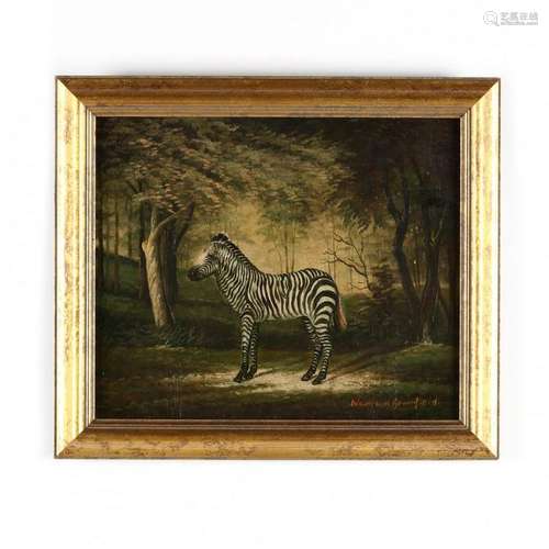 A Decorative Painting of a Zebra, Style of George