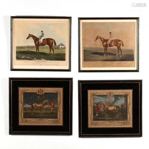 Four Antique British Horse Racing Prints