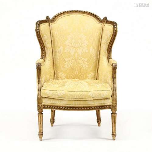 Louis XVI Style Vintage Carved and Gilt Bergere