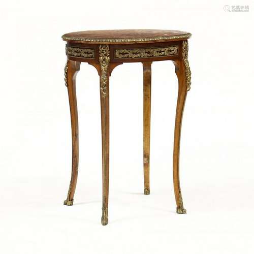 French Ormolu and Parquetry Inlaid One Drawer Stand