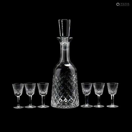 Waterford, Set of Six  Lismore  Cordials and Decanter