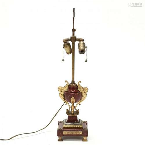 Napoleon III Dore Bronze and Marble Table Lamp